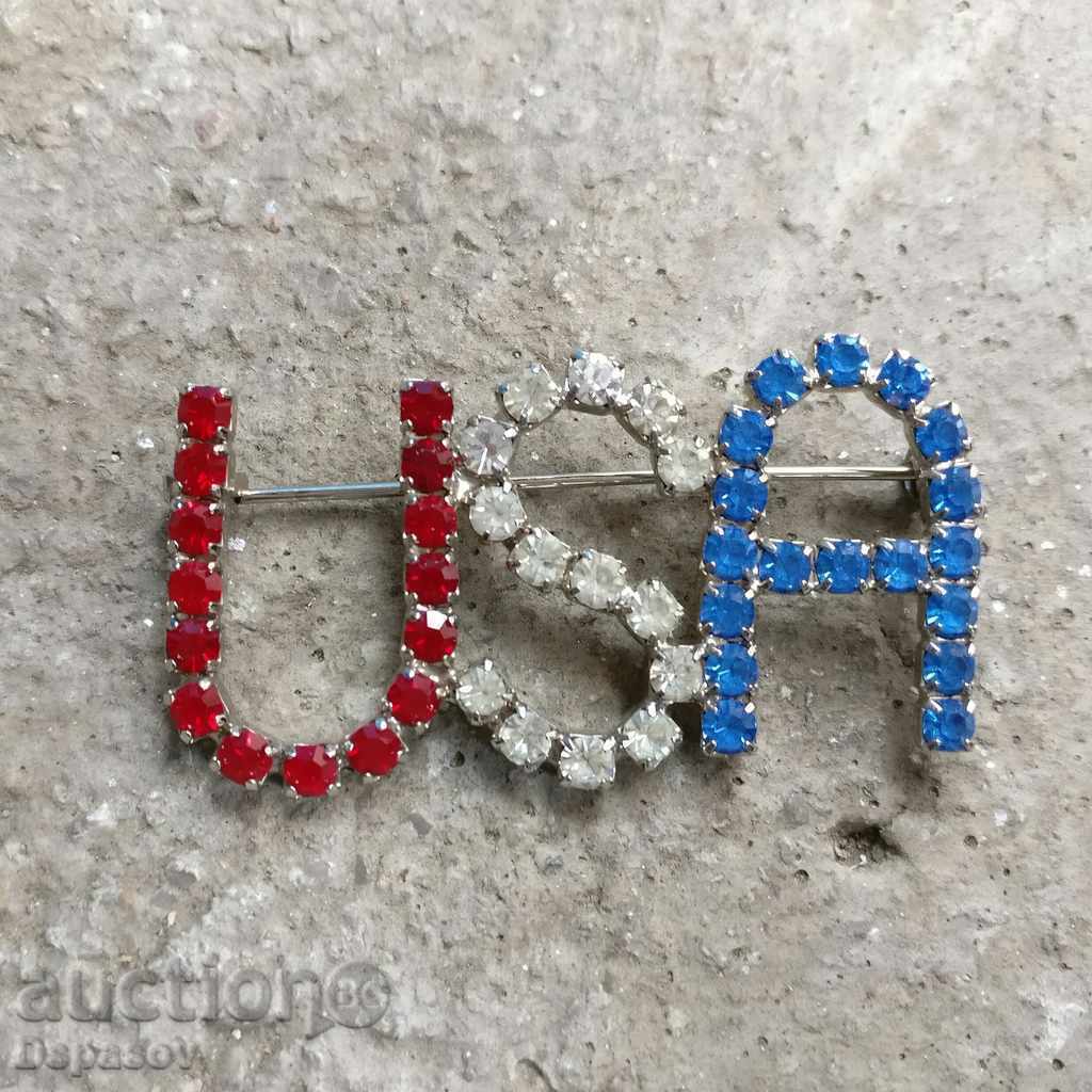 Broșă Pin cu pietre Statele Unite ale Americii