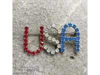 Brooche Badge with Stones USA