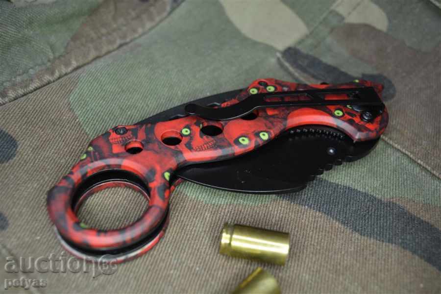 Auction Carbonite Knife SOG Trident Red Skull 70x178 Auction Carbonite Knife SOG Trident Red Skull 70x178