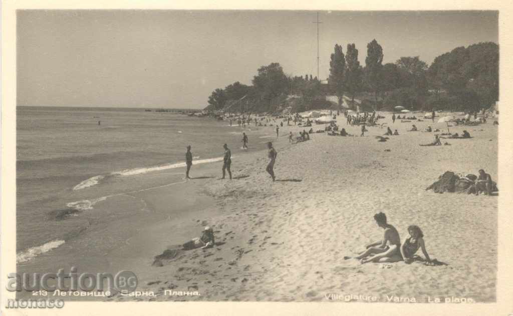 Стара пощенска картичка - Летовище Варна, Плажа