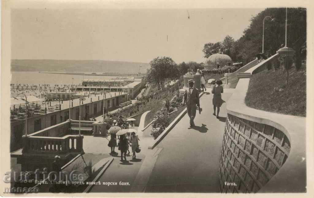 Old postcard - Varna, Stairs in front of the bathrooms