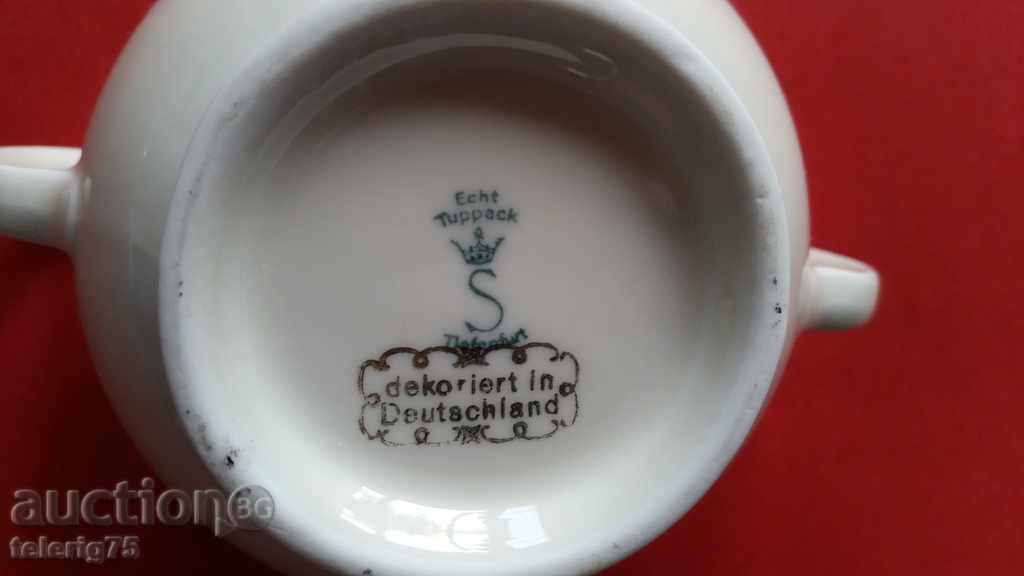 Auction Qualified German Old Porcelain Court with two handles Auction Qualified German Old Porcelain Court with two handles