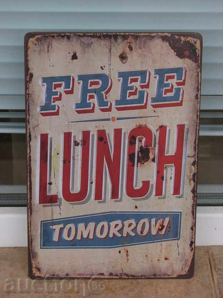 Metal plate food Free lunch tomorrow fun