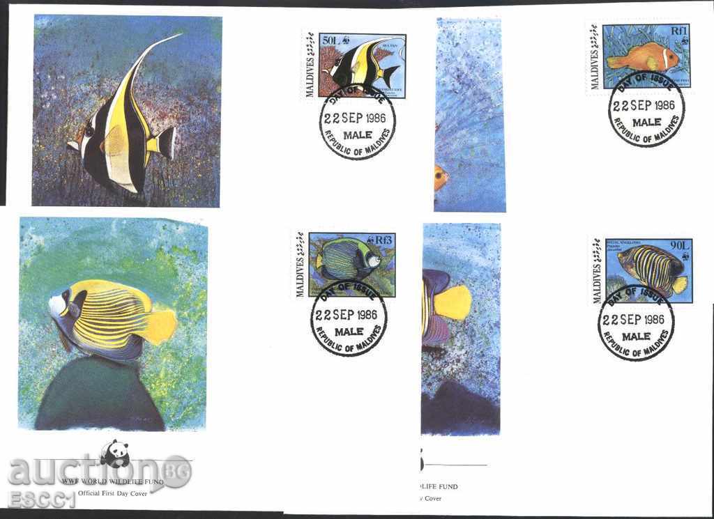 Encyclopedic Envelopes (FDC) WWF Fauna Pisces 1986 from Maldives