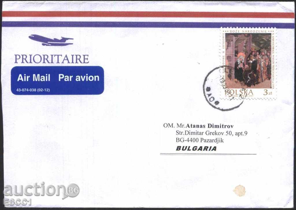Traveled Christmas 2007 envelope from Poland