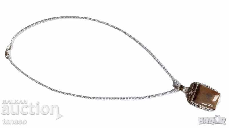 Auction Necklace with natural jasper, medallion, pendant Auction Necklace with natural jasper, medallion, pendant