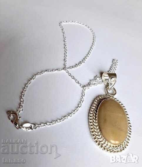 Silver-plated art necklace, pendant, medallion with landscape jasper with price 25.00 BGN | € 12.78 Silver-plated art necklace, pendant, medallion with landscape jasper with price 25.00 BGN | € 12.78