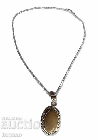 Επάργυρο κολιέ τέχνης, μενταγιόν, μετάλλιο με οριζόντιο ίασπι - 5