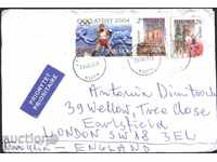 Пътувал  плик  с марки Църкви 2002, Олимпиада 2004 от Полша