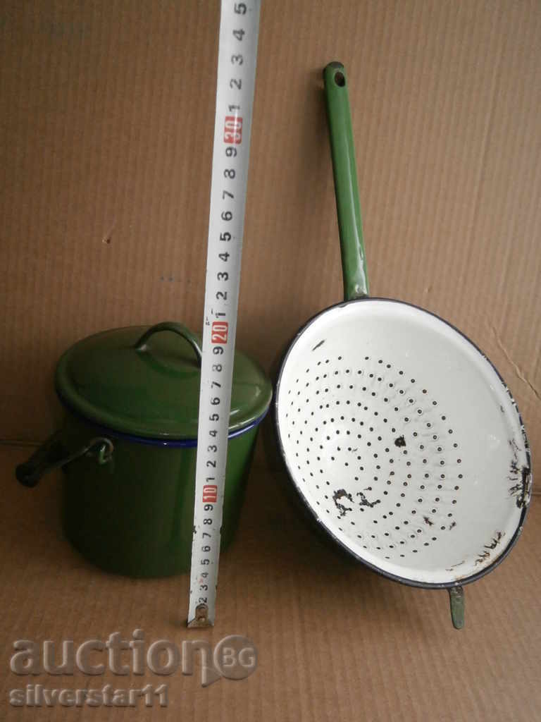 enameled pots 60th lot 2 pieces - 6 enameled pots 60th lot 2 pieces - 6