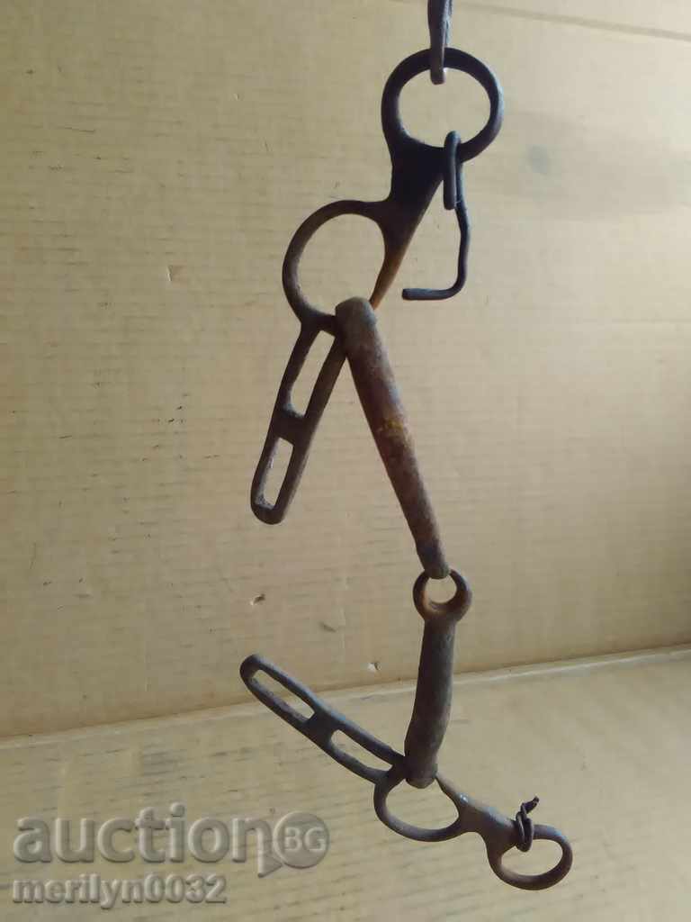 Old forged reins, a bent iron brace, a harness - 6