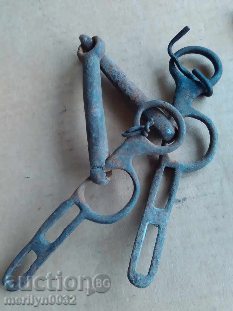 Old forged reins, a bent iron brace, a harness - 7