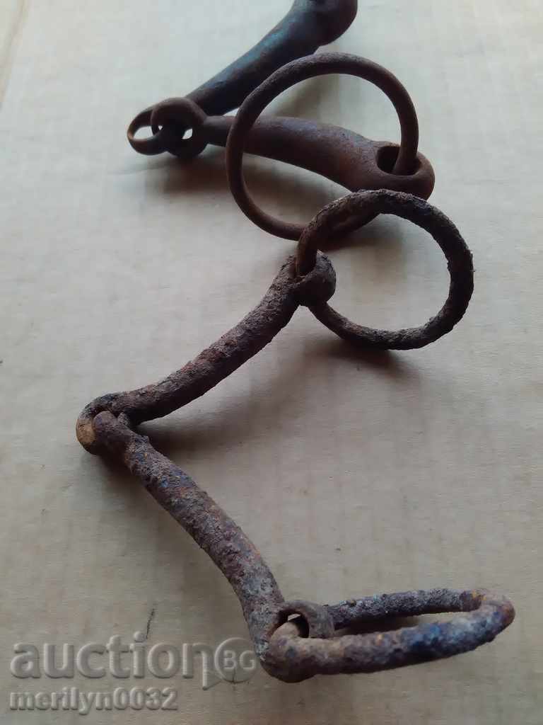 Old forged reins, a bent iron brace, a harness - 5