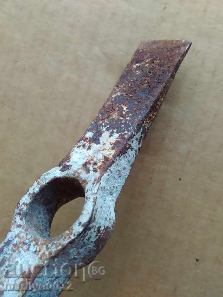 Old Bulgarian hammer hammer tool forged wrought iron - 7