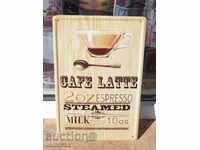 Метална табела кафе Лате Cafe Latte espresso еспресо мляко