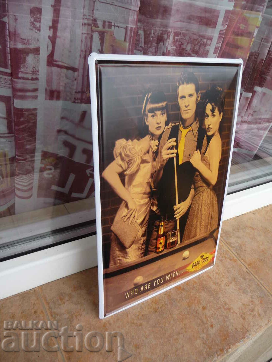 Auction Metal plate energy drink Dark Dog dog billiard whiskey Auction Metal plate energy drink Dark Dog dog billiard whiskey