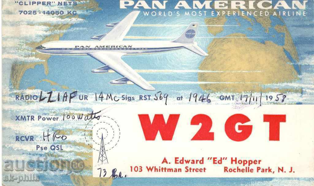 Радиолюбителска пощенска картичка - Пътнически самолет