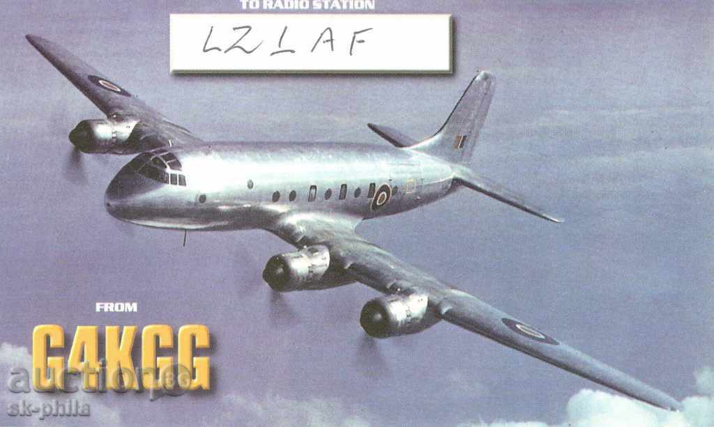Радиолюбителска картичка - Военен самолет Дъглас С-47