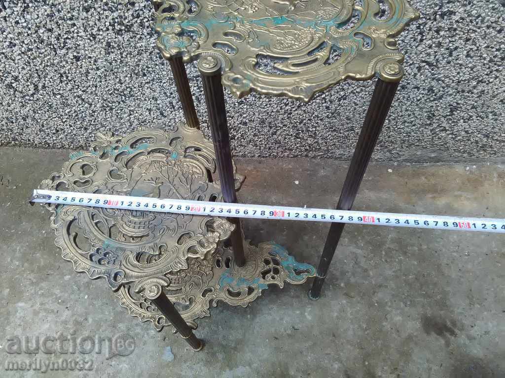 Auction Old openwork bronze table applications stand shelf étagère Auction Old openwork bronze table applications stand shelf étagère