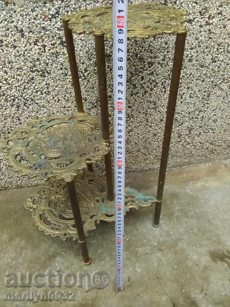 Old openwork bronze table applications stand shelf étagère Old openwork bronze table applications stand shelf étagère