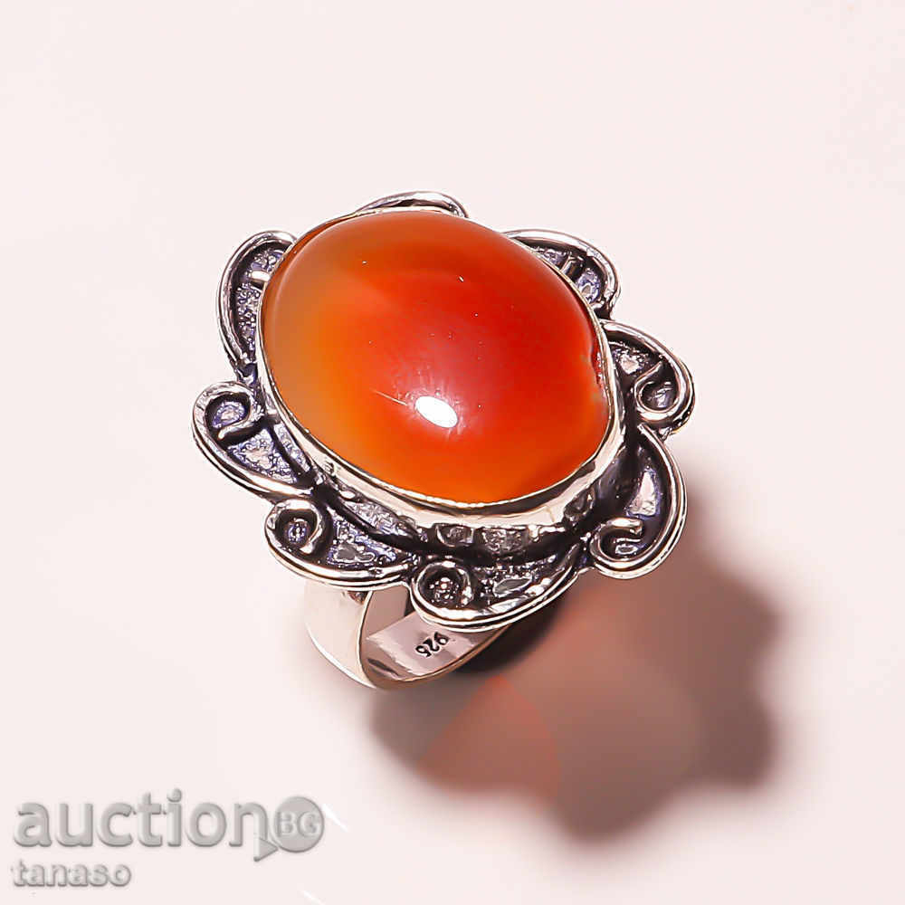 ART RING WITH "MONTANA" Agate, Size 55