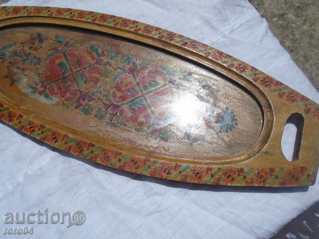 Delivery of OLD WOODEN TRAY WITH GLASS, PYOGRAPHED Delivery of OLD WOODEN TRAY WITH GLASS, PYOGRAPHED
