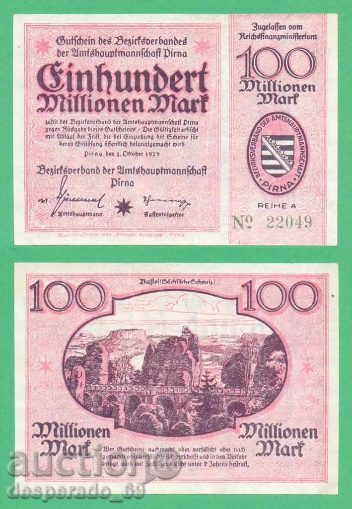 ( ` '• .¸GERMANIYA (Pirna) 100 εκατομμύρια σήματα το 1923. •' '¯)