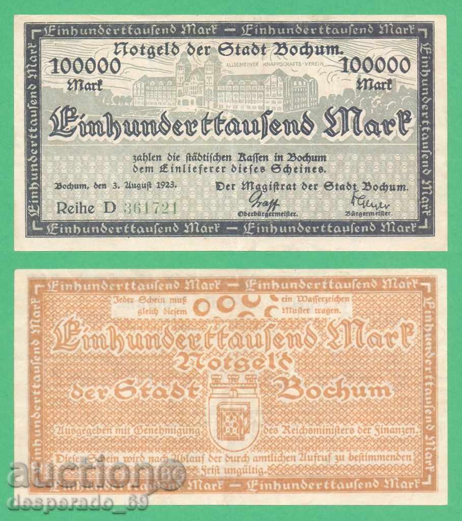 (¯`'•.¸GERMANIA (Bochum) 100.000 de mărci 1923 (1)¸.•'´¯)