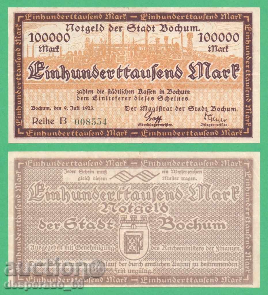 (¯`'•.¸GERMANIA (Bochum) 100.000 de mărci 1923 (2)¸.•'´¯) (¯`'•.¸GERMANIA (Bochum) 100.000 de mărci 1923 (2)¸.•'´¯)
