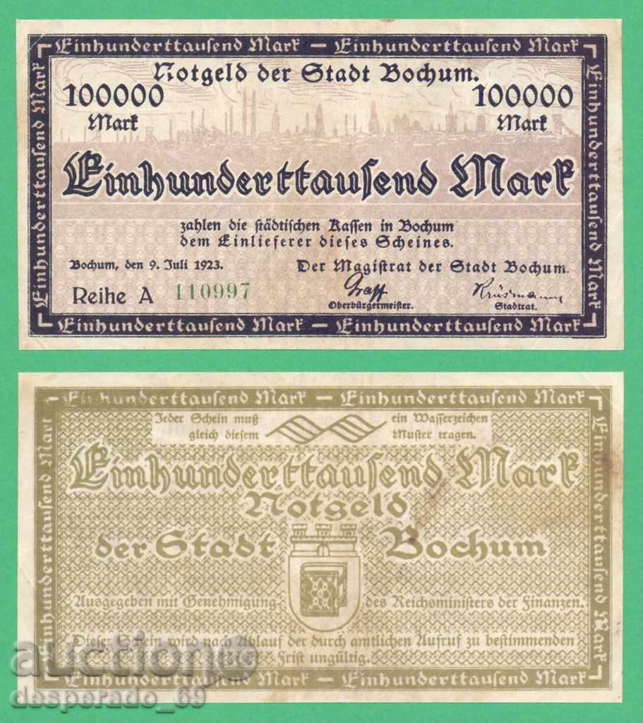 (¯`'•.¸ГЕРМАНИЯ (Bochum) 100 000 марки 1923  (3)¸.•'´¯)