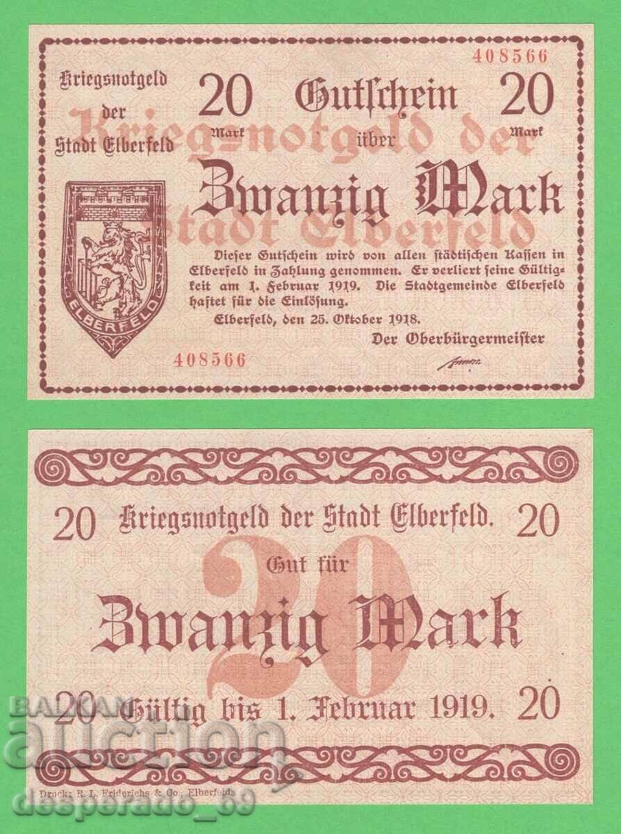 (¯`'•.¸ГЕРМАНИЯ (Elberfeld) 20 марки 1918  UNC¸.•'´¯)