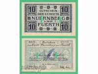 (¯`'•.¸ГЕРМАНИЯ (Nuernberg,Fuerth) 10 марки 1918 UNC¸.•'´¯)