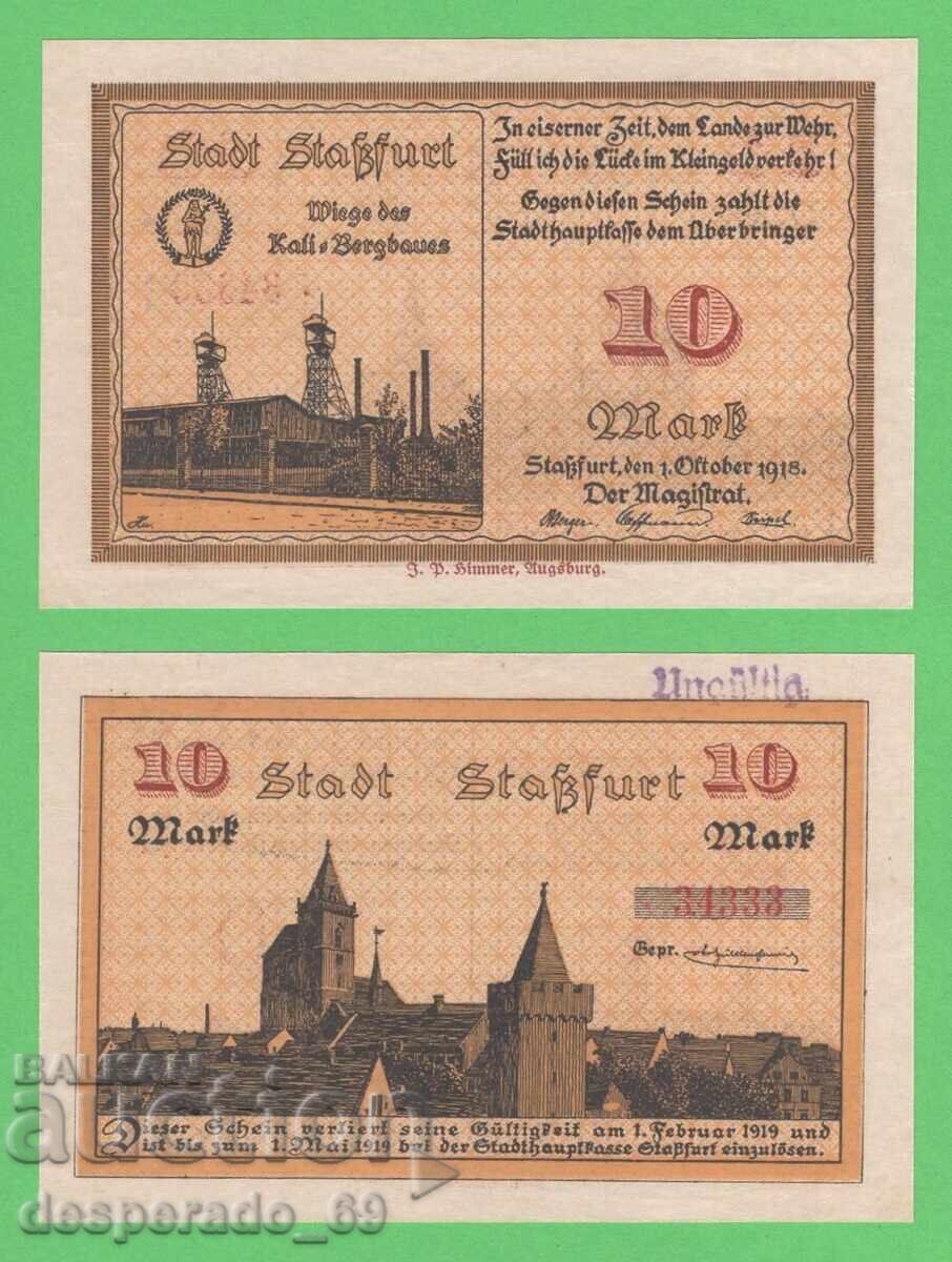 (¯`'•.¸GERMANY (Staßfurt) 10 Mark 1918 UNC¸.•'´¯)