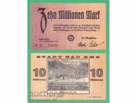 (¯`'•.¸ГЕРМАНИЯ (Bad Ems) 10 милиона марки 1923  aUNC¸.•'´¯)