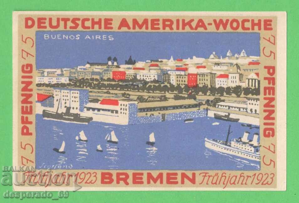 (¯`'•.¸NOTGELD (orașul Bremen) UNC -75 pfennig¸.•'´¯)