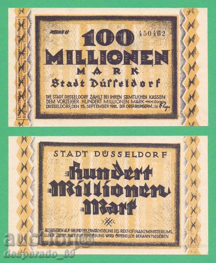 (¯`'•.¸ГЕРМАНИЯ (Düsseldorf) 100 милиона марки 1923  UNC ´¯)