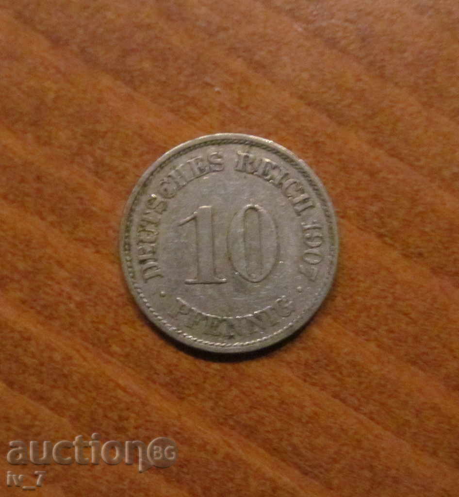 GERMANY 10 PFENNIG 1907, letter A