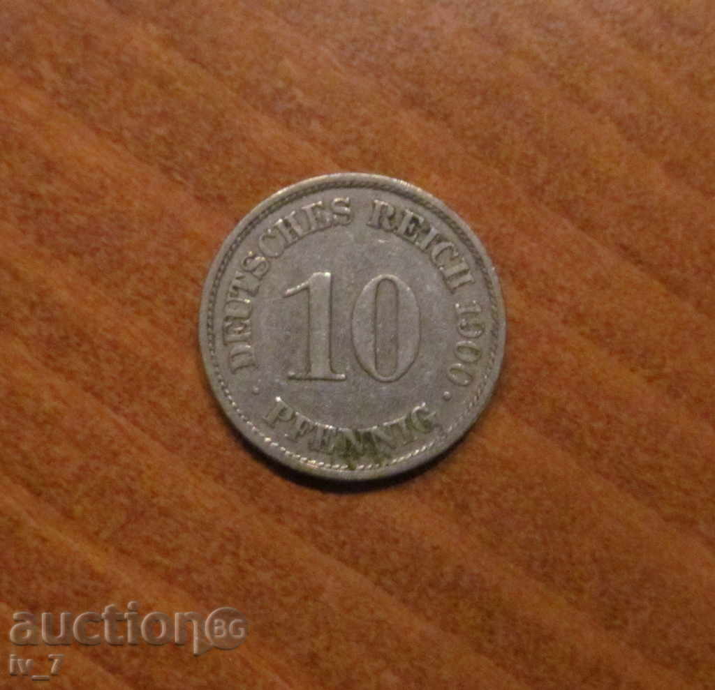 GERMANY 10 PFINING 1900 point A