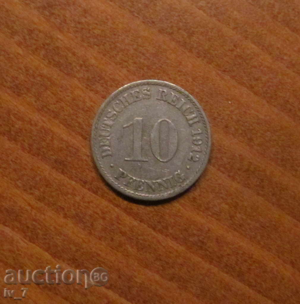 GERMANY 10 PFINING 1912 point A.