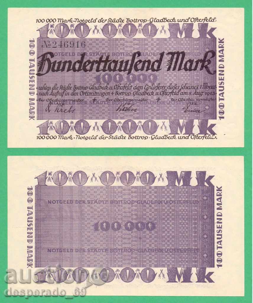 (¯`'•.¸ГЕРМАНИЯ (Bottrop) 100 000 марки 1923  UNC¸.•'´¯)
