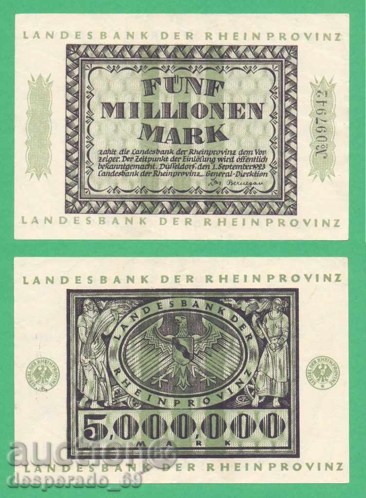(¯`'•.¸ГЕРМАНИЯ (Рейнска провинция) 5 милиона марки 1923 ´¯)