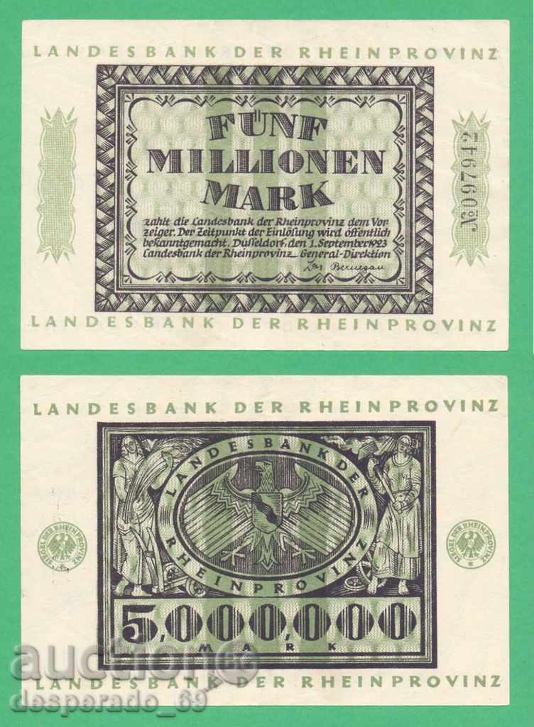 (¯`'•.¸GERMANIA (Renania) 5 milioane mărci 1923 ´¯)