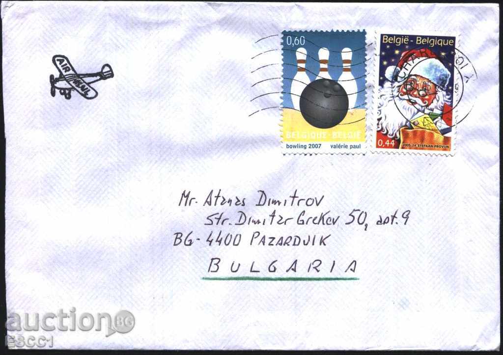 Traveled envelope with Bowling 2007, Christmas 2005 from Belgium