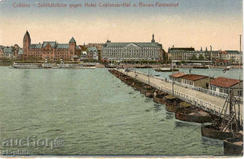 Стара пощенска картичка - Кобленц, Германия - понтонен мост