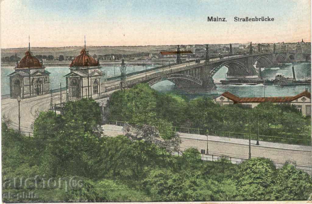 Стара пощенска картичка - Майнц, Германия - мост
