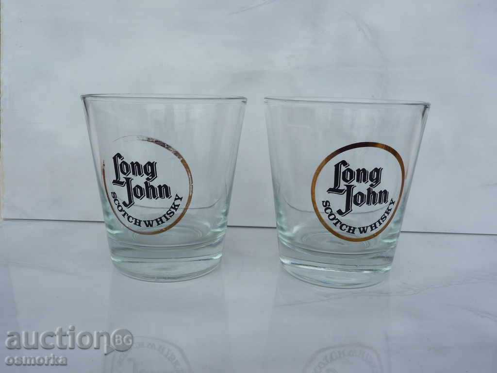 Două pahare rare de whisky bar sticla Long John scotch