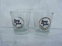 Two Rare Glasses of Whiskey Long John Scotch Glass Bar