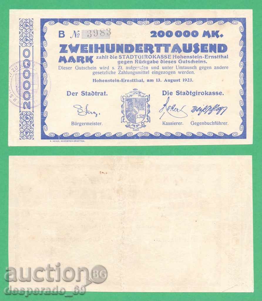 (¯`'•.¸ГЕРМАНИЯ (Hohenstein-Ernstthal) 200 000 марки 1923 ¯)