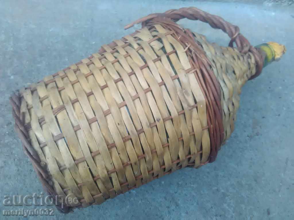Licitație Veche damigeană împletită, butelie, sticlă