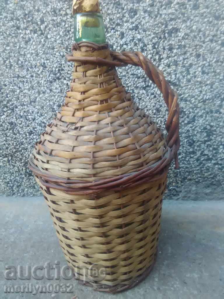 Veche damigeană împletită, butelie, sticlă - 5